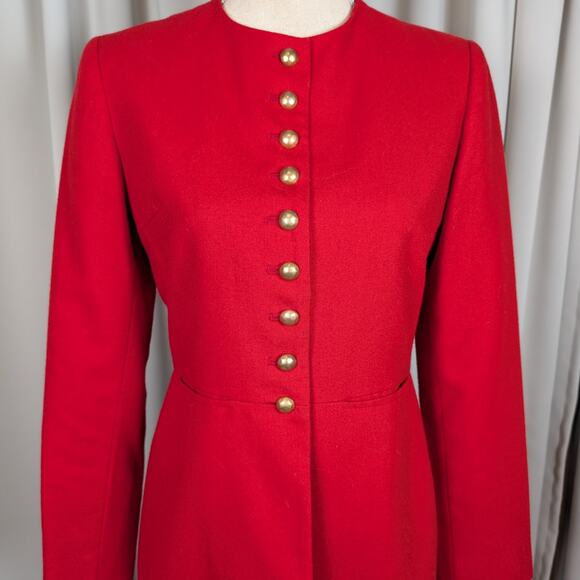 Vintage Harve Bernard by Bernard Holtzman Wool Overcoat Red with Gold Buttons XS - Picture 11 of 16